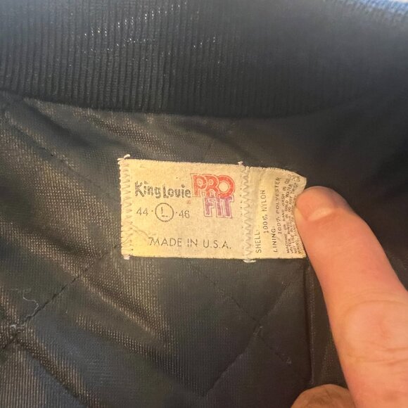 TRUE VINTAGE Herman Joseph's Black Satin Jacket on King Louie Union Made Tag - Picture 4 of 7